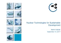 Nuclear Technologies for Sustainable Development