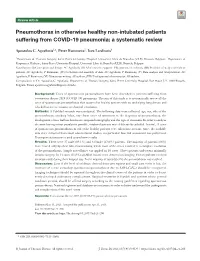 Pneumothorax in Otherwise Healthy Non-Intubated Patients Suffering from COVID-19 Pneumonia: a Systematic Review