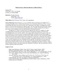 Political Science 2060: Introduction to Political Theory Spring 2005