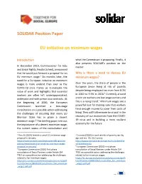 SOLIDAR Position Paper EU Initiative on Minimum Wages