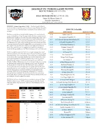 2018 Rgv Fc Toros Game Notes