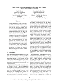 Abstraction and Generalisation in Semantic Role Labels: Propbank