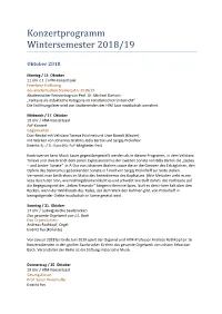 Konzertprogramm Wintersemester 2018/19