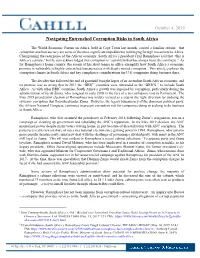 Navigating Entrenched Corruption Risks in South Africa October 4, 2019