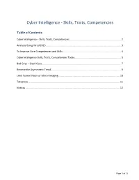 Skills, Traits, Competencies
