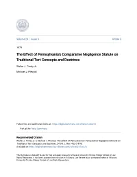 The Effect of Pennsylvania's Comparative Negligence Statute on Traditional Tort Concepts and Doctrines