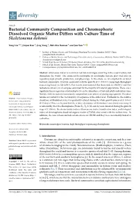 Bacterial Community Composition and Chromophoric Dissolved Organic Matter Differs with Culture Time of Skeletonema Dohrnii