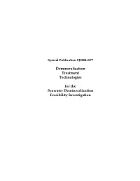 Demineralization Treatment Technologies for the Seawater Demineralization Feasibility Investigation