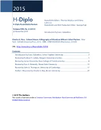 H-Diplo Roundtable, Vol. XVII