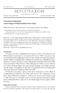 &lt;I&gt;Coccomyces Hubeiensis&lt;/I&gt;, a New Fungus Of