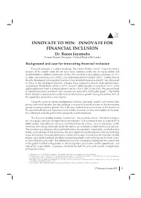 INNOVATE for FINANCIAL INCLUSION Dr