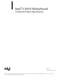 Intel® CA810 Motherboard Technical Product Specification