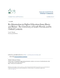 Re-Islamization in Higher Education from Above and Below: the Niu Versity of South Florida and Its Global Contexts Terri K