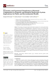 Taxonomic and Functional Distribution of Bacterial Communities in Domestic and Hospital Wastewater System: Implications for Public and Environmental Health