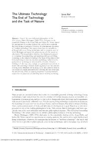 The Ultimate Technology: the End of Technology and the Task of Nature
