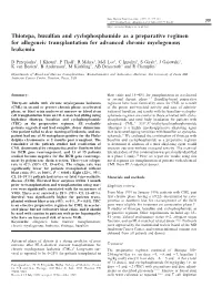 Thiotepa, Busulfan and Cyclophosphamide As a Preparative Regimen for Allogeneic Transplantation for Advanced Chronic Myelogenous Leukemia