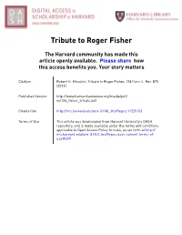 Tribute to Roger Fisher