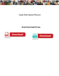Usain Bolt Speed Record