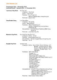 2016 Awards List