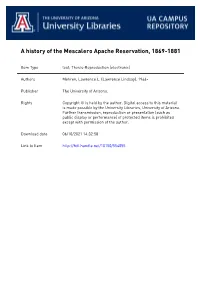 A History of the Mescalero Apache Reservation, 1869-1881