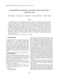 Accountability and Adaptive Performance Under Uncertainty: a Long-Term View