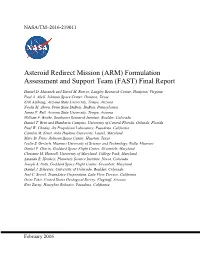 Asteroid Redirect Mission (ARM) Formulation Assessment and Support Team (FAST) Final Report