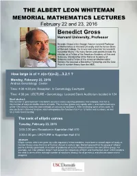 Benedict Gross Harvard University, Professor
