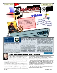 CWC President Wilson Sept. Speaker