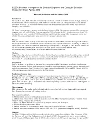 EE204: Business Management for Electrical Engineers and Computer Scientists Introductory Case, April 2, 2013