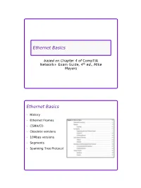 Ethernet Basics Ethernet Basics