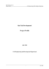 Kai Tak Development Project Profile Civil Engineering and Development Department
