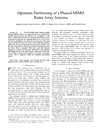 Optimum Partitioning of a Phased-MIMO Radar Array Antenna