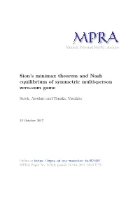 Sion's Minimax Theorem and Nash