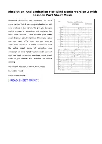 Absolution and Exultation for Wind Nonet Version 2 with Bassoon Part Sheet Music