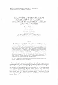 Behavioral and Physiological Measurements of Maternal