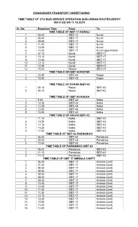 Chandigarh Transport Undertaking Time Table of Ctu Bus Service Operation