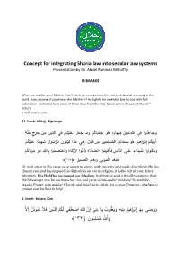 Concept for Integrating Sharia Law Into Secular Law Systems وَجَاهِدُوا فِي َّللاهِ