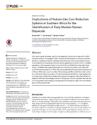 Implications of Nubian-Like Core Reduction Systems in Southern Africa for the Identification of Early Modern Human Dispersals