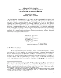 Metaphysical and Semantic Implications of the Doctrine of Transubstantiation
