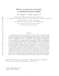 Physics of Risk and Uncertainty in Quantum Decision Making VI Yukalov