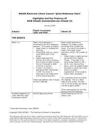 ACH Check Conversion and Check 21