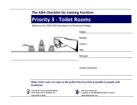 Toilet Rooms Based on the 2010 ADA Standards for Accessible Design