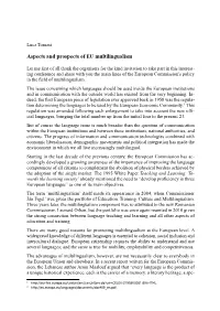 Aspects and Prospects of EU Multilingualism