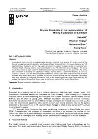 Dispute Resolution in the Implementation of Mining Exploration in Sumbawa