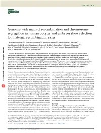 Genome-Wide Maps of Recombination and Chromosome Segregation In