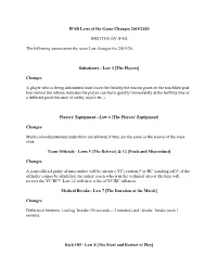 IFAB Laws of the Game Changes 2019/2020