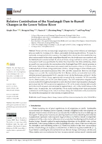 Relative Contribution of the Xiaolangdi Dam to Runoff Changes in the Lower Yellow River