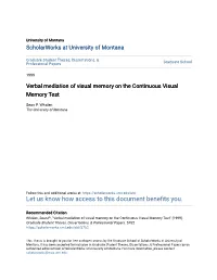Verbal Mediation of Visual Memory on the Continuous Visual Memory Test