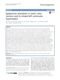 Epigenome Alterations in Aortic Valve Stenosis and Its Related Left