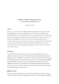 What in the World Do We Know About Word Stress? a Review of What It Is and How to Teach It
